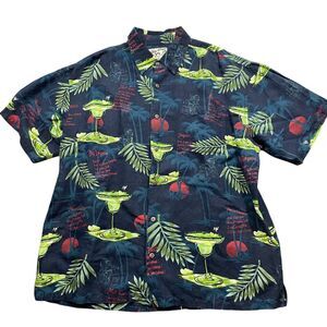 Big Dogs Large Tropical‎ Short Sleeve Button Up  Linen / Rayon Pockets Cocktails